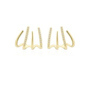 Gold and CZ Claw Earrings NIB